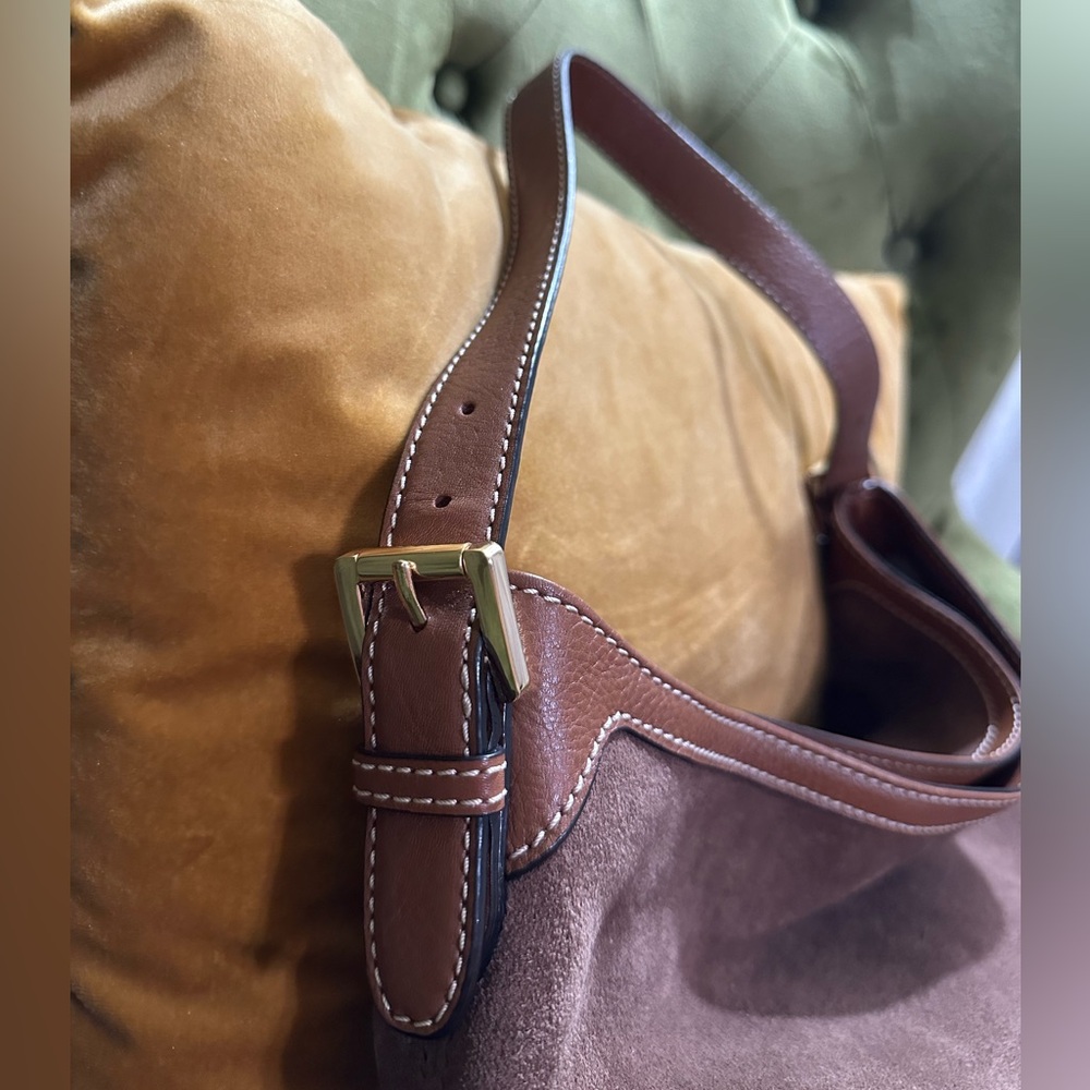 Michael Kors Brown Suede & Leather Shoulder Hobo Bag - Picture 7 of 11